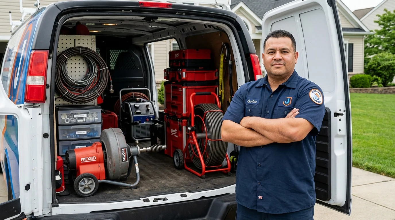 Professional drain cleaning equipment and Johns Plumbing LLC plumber in Wolfforth